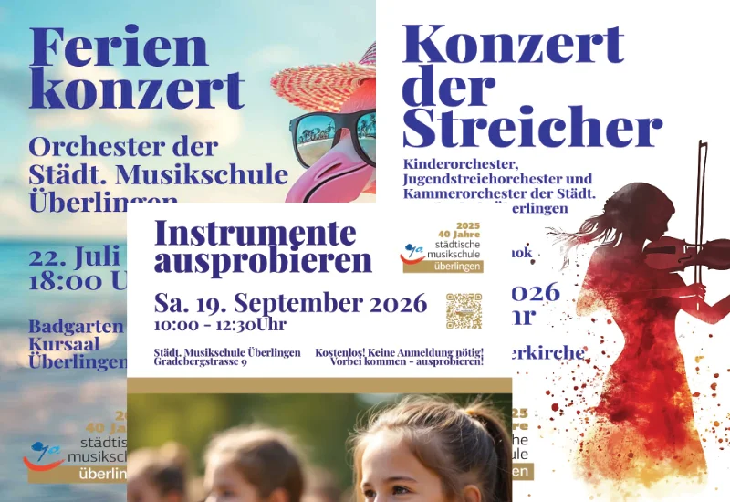 Plakat und Flyer der Städtischen Musikschule Überlingen